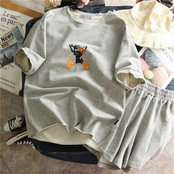 summer tee shorts 2 pieces women soft cotton cartoon t shirt short sleeve elastic waist casual shorts sets gray, White
summer tee shorts 2 pieces women soft cotton cartoon t shirt short sleeve elastic waist casual shorts sets gray, White