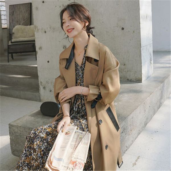 2020 new spring autumn women's long trench coats korean style waist slim loose windbreaker coat female overcoats g499, Tan;black
2020 new spring autumn women's long trench coats korean style waist slim loose windbreaker coat female overcoats g499, Tan;black