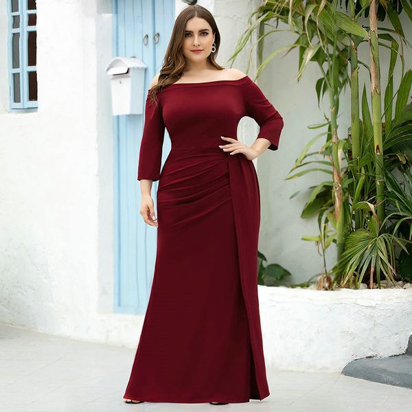 plus size burgundy evening dresses ruched side split 3/4 sleeve off shoulder mermaid party gowns 2020, White;black
plus size burgundy evening dresses ruched side split 3/4 sleeve off shoulder mermaid party gowns 2020, White;black