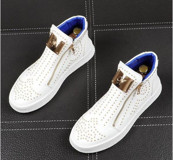 luxury designer rivet shoes for men zip sneakers high shiny rivet men casual shoes autumn platform punk zip ankle boots, Black
luxury designer rivet shoes for men zip sneakers high shiny rivet men casual shoes autumn platform punk zip ankle boots, Black