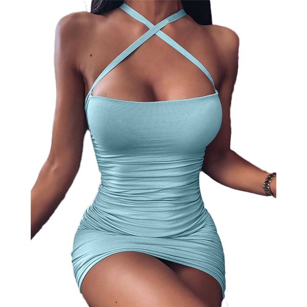 halter backless sleeveless ruched dress women wrap pleated short dress summer bodycon club party ladies mini dresses, White;black
halter backless sleeveless ruched dress women wrap pleated short dress summer bodycon club party ladies mini dresses, White;black