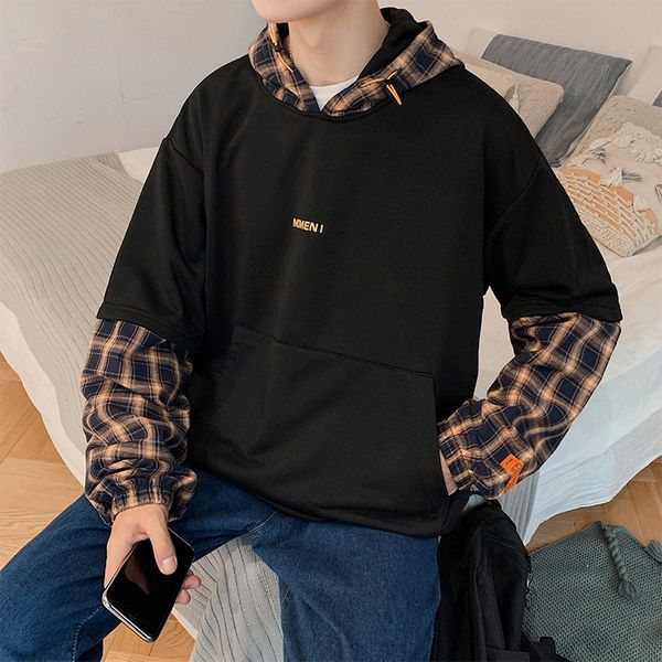 autumn men's sweater pullover plaid stitching hooded pullover loose trendy casual coat men's ins trendy hoodie top, Black
autumn men's sweater pullover plaid stitching hooded pullover loose trendy casual coat men's ins trendy hoodie top, Black