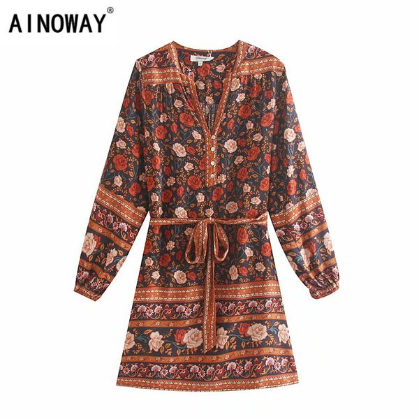 casual dresses vintage chic women floral print deep v-neck single breasted sashes bohemian mini dress ladies long sleeve boho vestidos, Black;gray
casual dresses vintage chic women floral print deep v-neck single breasted sashes bohemian mini dress ladies long sleeve boho vestidos, Black;gray