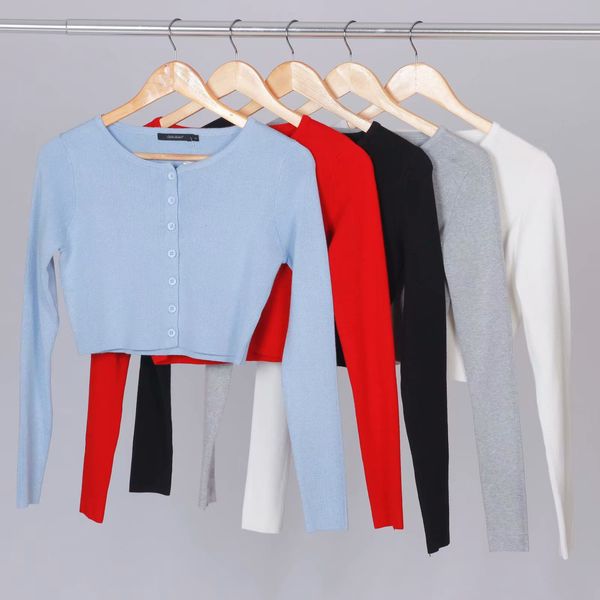 ins 2019 autumn new ins european and american street style retro round neck front buckle slim short knitted cardigan sale, Blue
ins 2019 autumn new ins european and american street style retro round neck front buckle slim short knitted cardigan sale, Blue