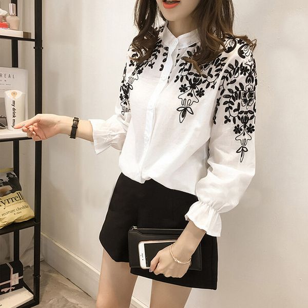 plus size fashion womens lady embroidery floral blouse cotton long lantern sleeve shirt loose blouses summer female blusa, White
plus size fashion womens lady embroidery floral blouse cotton long lantern sleeve shirt loose blouses summer female blusa, White