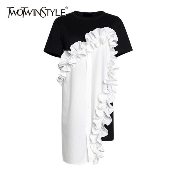 twotwinstyle весна хит цвет платья женщин o шеи с коротким рукавом свободные оборки асимметричный t shirt платья женская мода 2020, Black;gray
twotwinstyle весна хит цвет платья женщин o шеи с коротким рукавом свободные оборки асимметричный t shirt платья женская мода 2020, Black;gray
