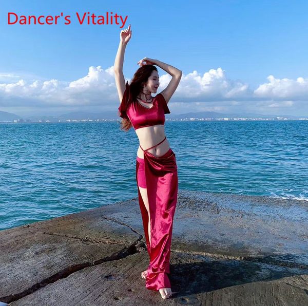 stage wear 2021 female belly dance practice suit satin short sleeves long hip skirt performance dancing set women skir, Black;red
stage wear 2021 female belly dance practice suit satin short sleeves long hip skirt performance dancing set women skir, Black;red