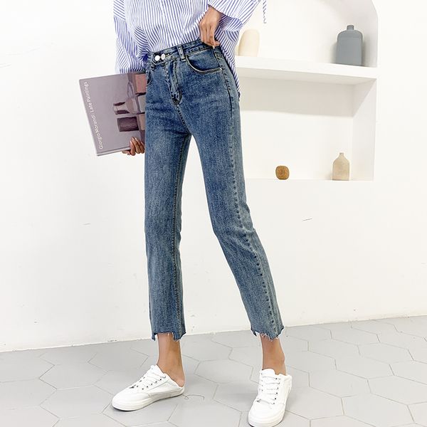 women's jeans high waist slim straight women spring 2021 loose large size 4xl fat mm ripped edge ankle length wide-leg pants, Blue
women's jeans high waist slim straight women spring 2021 loose large size 4xl fat mm ripped edge ankle length wide-leg pants, Blue
