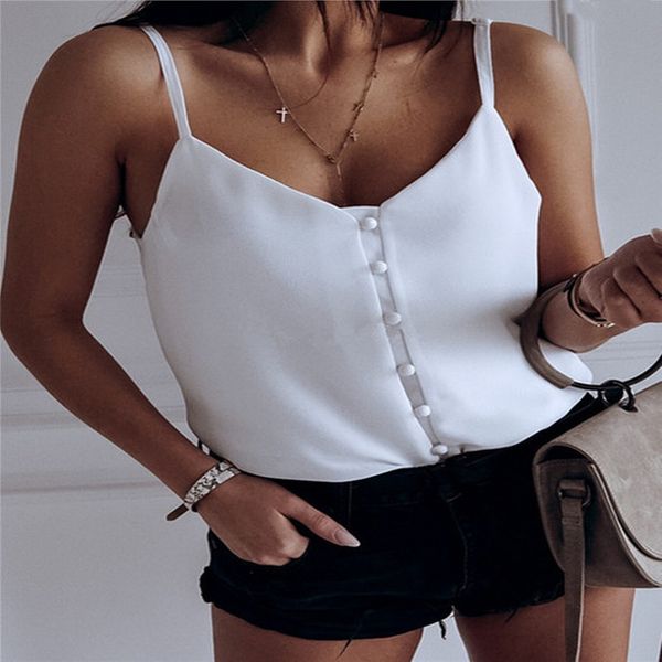 women button design strap v neck sleeveless camis white black ladies casual chiffon solid color soft camisole
women button design strap v neck sleeveless camis white black ladies casual chiffon solid color soft camisole