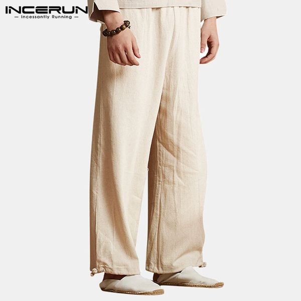 men's pants incerun men solid color cotton elastic waist vintage joggers wide leg pantalon pockets baggy streetwear casual trousers, Black
men's pants incerun men solid color cotton elastic waist vintage joggers wide leg pantalon pockets baggy streetwear casual trousers, Black