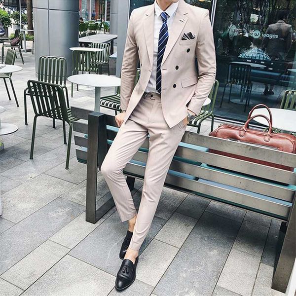 new beige double-breasted suit mens 2020 fall wedding suits custom made slim fit business male suit groom tuxedos 2 piece set, White;black
new beige double-breasted suit mens 2020 fall wedding suits custom made slim fit business male suit groom tuxedos 2 piece set, White;black