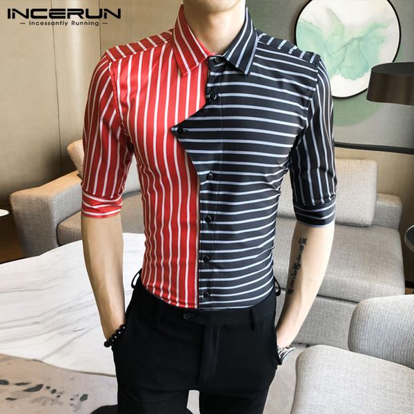 incerun men striped patchwork shirts half sleeve lapel business blouse fashion fitness slim camisa man summer elegant blusas 5xl, White;black
incerun men striped patchwork shirts half sleeve lapel business blouse fashion fitness slim camisa man summer elegant blusas 5xl, White;black