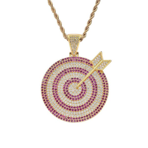 hip hop ice out zircon dart and target pendant necklace bull's-eye full cz paved e-coated jewelry, Silver
hip hop ice out zircon dart and target pendant necklace bull's-eye full cz paved e-coated jewelry, Silver