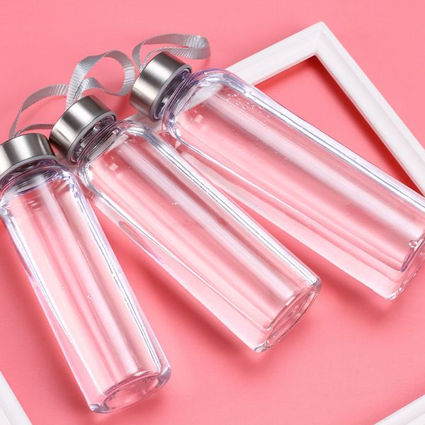 

Outdoor Sports Portable Water Bottles Plastic Transparent Round Leakproof Travel Carrying for Water Bottle Studen Drinkware