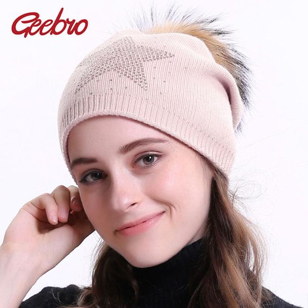 geebro women's cashmere beanie hat with raccoon fur pompom winter knitted warm slouchy beanie female star rhinestones skullies, Blue;gray
geebro women's cashmere beanie hat with raccoon fur pompom winter knitted warm slouchy beanie female star rhinestones skullies, Blue;gray