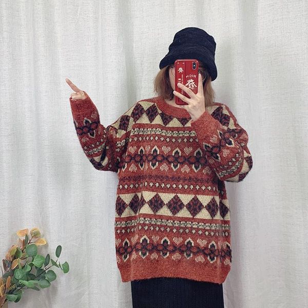 women's sweaters 2021 stitching round neck printed sweater shirt knitted lazy style casual pullover women, White;black
women's sweaters 2021 stitching round neck printed sweater shirt knitted lazy style casual pullover women, White;black