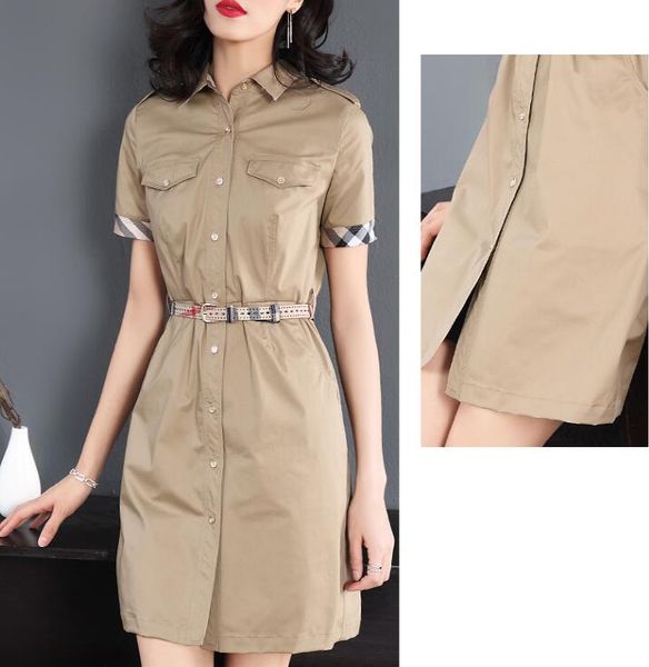 Striped plaid Stitching classic cotton lapel midi skirt British style 2019 summer new section short-sleeved women's dress casual fashio
Striped plaid Stitching classic cotton lapel midi skirt British style 2019 summer new section short-sleeved women's dress casual fashio
