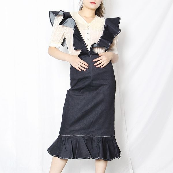 jauto 2020 summer new personalized fishtail ruffled slim 2020 lace fashion season new denim lace skirt women's fash denim strap skirt w, Black
jauto 2020 summer new personalized fishtail ruffled slim 2020 lace fashion season new denim lace skirt women's fash denim strap skirt w, Black