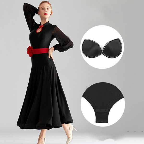 new retro neckline modern dance dress women ballroom dance competition dress big swing waltz dancing costumes, Black;red
new retro neckline modern dance dress women ballroom dance competition dress big swing waltz dancing costumes, Black;red