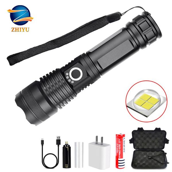 Zhiyu High-power Rechargeable Led Usb Torch Xhp50 Waterproof 5 Modes Zoomable 26650 18650 Battery Camping Hunting