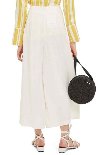 white linen high waist nine-point culottes summer casual trousers, Black;white
white linen high waist nine-point culottes summer casual trousers, Black;white