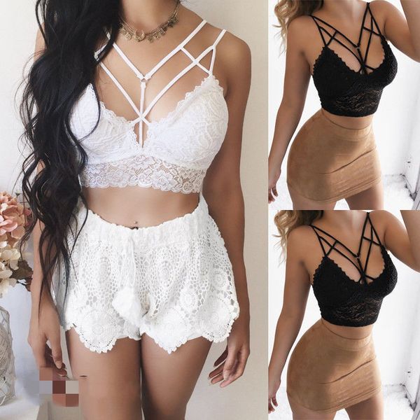 women casual criss cross bandage strap camis lace floral sleeveless v neck summer crop hollow short plus size, White
women casual criss cross bandage strap camis lace floral sleeveless v neck summer crop hollow short plus size, White