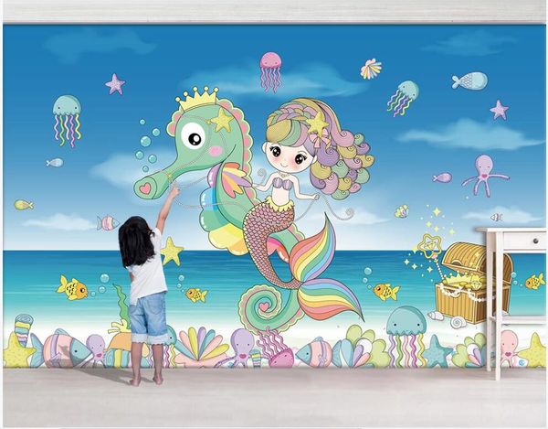 3d wallpaper custom p mural dreamy underwater tropical fish seahorse mermaid children's decor 3d wall murals wallpaper for living room
3d wallpaper custom p mural dreamy underwater tropical fish seahorse mermaid children's decor 3d wall murals wallpaper for living room
