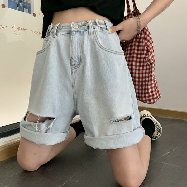 women street shorts high waist wide leg denim shorts women hole jeans summer girl pants, Blue
women street shorts high waist wide leg denim shorts women hole jeans summer girl pants, Blue