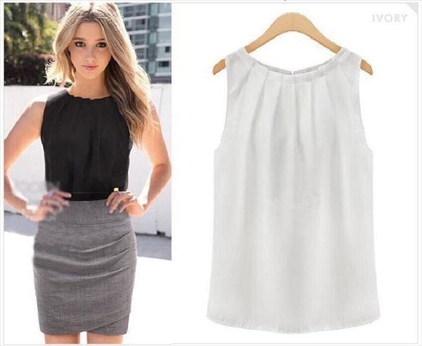 women t shirt 2020 long new fashion solid color sleeveless o neck chiffon shirt korean tshirt vestidos hjy1006, White
women t shirt 2020 long new fashion solid color sleeveless o neck chiffon shirt korean tshirt vestidos hjy1006, White