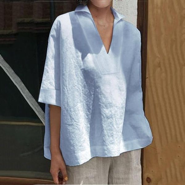 women short sleeve v neck casual loose new style comfortable cotton and linen shirt ladies cotton shirts blouse, White
women short sleeve v neck casual loose new style comfortable cotton and linen shirt ladies cotton shirts blouse, White