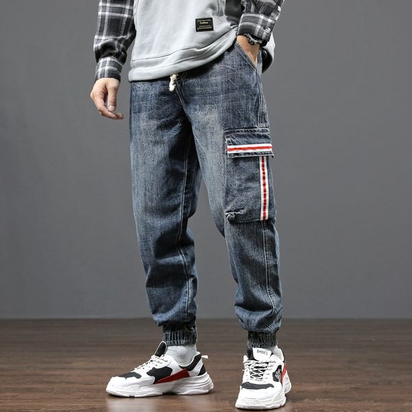 fashion streetwear men jeans loose fit stripe printed designer harem jeans men big pocket cargo pants retro blue hip hop
fashion streetwear men jeans loose fit stripe printed designer harem jeans men big pocket cargo pants retro blue hip hop