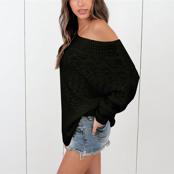 women plus size autumn casual loose knitted coat slash neck solid sweater off shoulder long sleeves pullover knitwear, White;black
women plus size autumn casual loose knitted coat slash neck solid sweater off shoulder long sleeves pullover knitwear, White;black