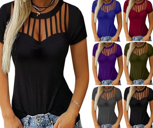 women summer t shirt hollow short-sleeved t-shirt solid color round neck short sleeves pullover tees fashion design cz727, White
women summer t shirt hollow short-sleeved t-shirt solid color round neck short sleeves pullover tees fashion design cz727, White