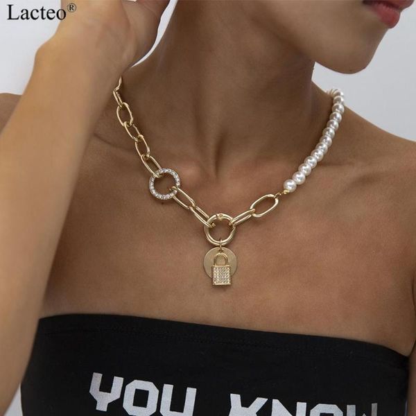 lacteo punk imitation pearl choker necklace collar exaggerated lock shape rhinestone circle pendant necklace for women jewelry, Silver
lacteo punk imitation pearl choker necklace collar exaggerated lock shape rhinestone circle pendant necklace for women jewelry, Silver