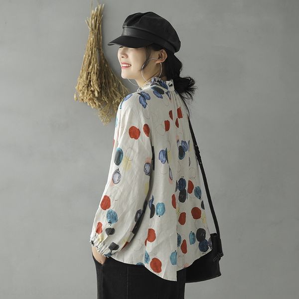 2020 linen digital digital shirt printing front and r two-wear wooden ear collar women's season new artistic loose shirt, White
2020 linen digital digital shirt printing front and r two-wear wooden ear collar women's season new artistic loose shirt, White