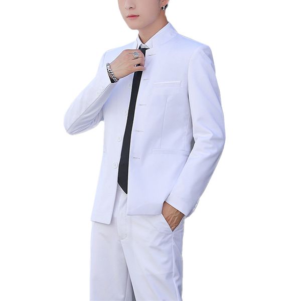 white stand collar mens 2-piece set (jacket+pants) spring and autumn slim men suit jacket and trousers black blue red blazer 4xl, White;black
white stand collar mens 2-piece set (jacket+pants) spring and autumn slim men suit jacket and trousers black blue red blazer 4xl, White;black