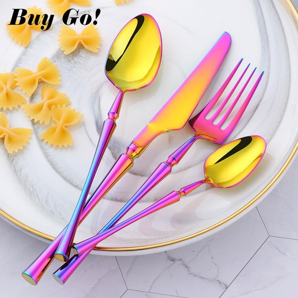 flatware sets 4pcs/lot stainless steel western cutlery rainbow dinner knife teaspoon salad forks tableware dinnerware set christmas gift
flatware sets 4pcs/lot stainless steel western cutlery rainbow dinner knife teaspoon salad forks tableware dinnerware set christmas gift