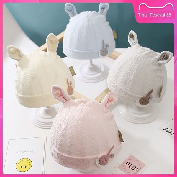 hat cotton 0-3 months thin newborn fetal cap hat newborn baby cute baby tire cap, Blue;gray