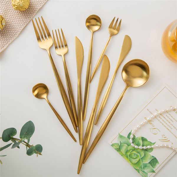 dinnerware gold flatware gold cutlery matte polish stainless steel 304 knife fork spoon wedding tableware silverware
dinnerware gold flatware gold cutlery matte polish stainless steel 304 knife fork spoon wedding tableware silverware