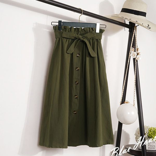 2020 womens skirts elegant button high waist korean skirt female pleated a line mid calf skirt plus size femininas faldas mujer, Black
2020 womens skirts elegant button high waist korean skirt female pleated a line mid calf skirt plus size femininas faldas mujer, Black