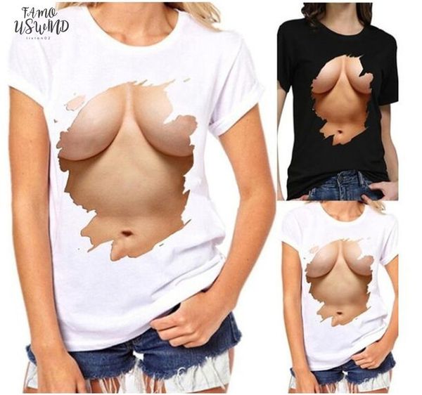 women summer cool casual women 3d boobs print short sleeve o neck t shirt breast design print t shirt, White
women summer cool casual women 3d boobs print short sleeve o neck t shirt breast design print t shirt, White