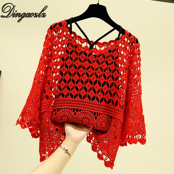 dingaozlz summer hollow crochet shirt new fashion sheer blouse korean loose women two piece, White
dingaozlz summer hollow crochet shirt new fashion sheer blouse korean loose women two piece, White