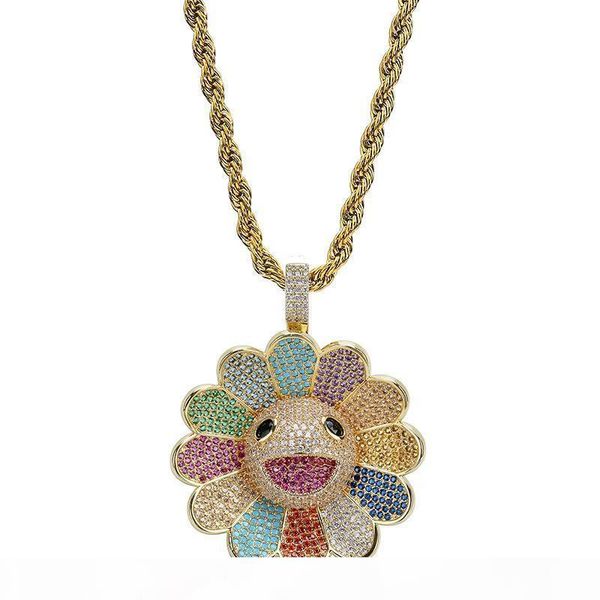 Sunflower Pendant Zircon-inlaid Multicoloured Flowers Can Rotate Hip-hop Pendant Hot-selling New
Sunflower Pendant Zircon-inlaid Multicoloured Flowers Can Rotate Hip-hop Pendant Hot-selling New