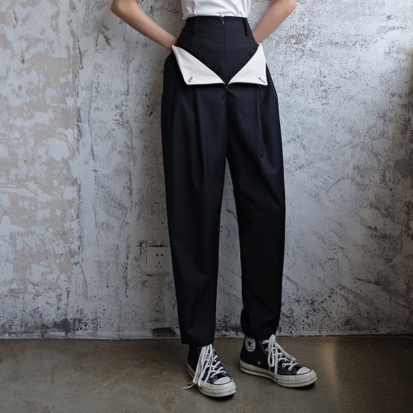 womengaga 2020 summer new solid personality double waistline high waist female trousers commute streetwear b430, Black;white
womengaga 2020 summer new solid personality double waistline high waist female trousers commute streetwear b430, Black;white