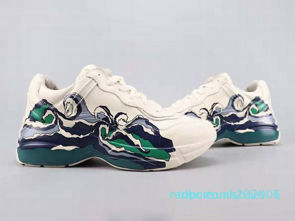 with box)rhyton casual shoes with wave man womans designer sneaker at01, Black