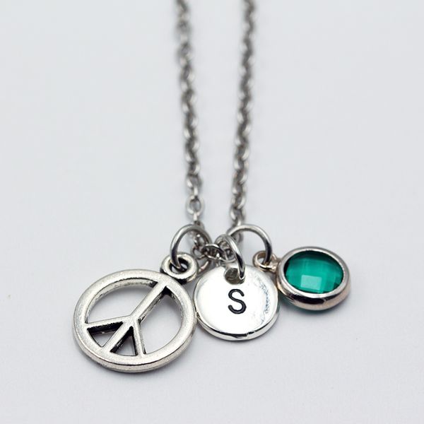 peace sign/birthstone necklace/a to z letters necklaces/pendant necklace/women fashion jewelry, Silver
peace sign/birthstone necklace/a to z letters necklaces/pendant necklace/women fashion jewelry, Silver