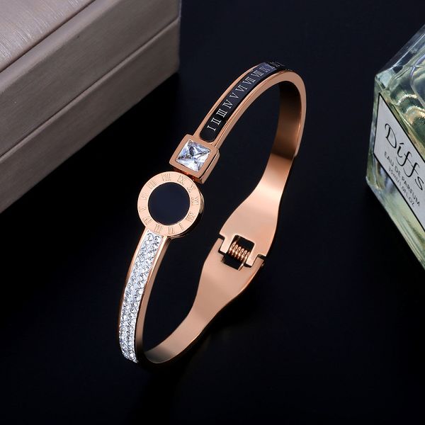women's brand roman numeral bangles for women luxury vacuum plating bangle cuff bracelets jewelry, Black
women's brand roman numeral bangles for women luxury vacuum plating bangle cuff bracelets jewelry, Black