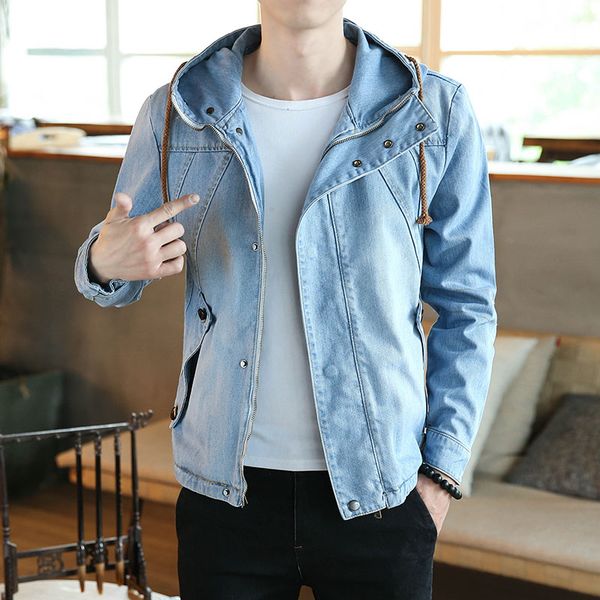 spring and autumn slim japanese hooded denim jacket men's jacket washed light color top, Black;brown
spring and autumn slim japanese hooded denim jacket men's jacket washed light color top, Black;brown
