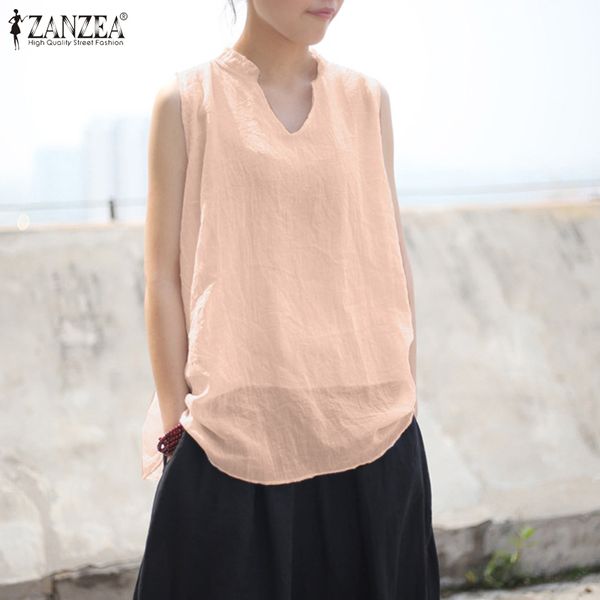 women's blouses & shirts cotton blouse 2021 zanzea fashion summer tank casual sleeveless v neck blusas female solid plus size tunic 5x, White
women's blouses & shirts cotton blouse 2021 zanzea fashion summer tank casual sleeveless v neck blusas female solid plus size tunic 5x, White