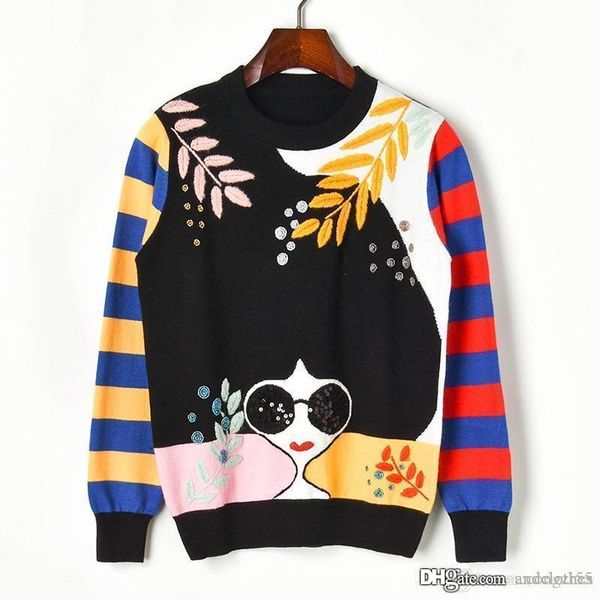 new casual women a pullover women embroidery leaf stripe beading sunglasses stripe girl long sleeve sweaters women sweaters, White;black
new casual women a pullover women embroidery leaf stripe beading sunglasses stripe girl long sleeve sweaters women sweaters, White;black